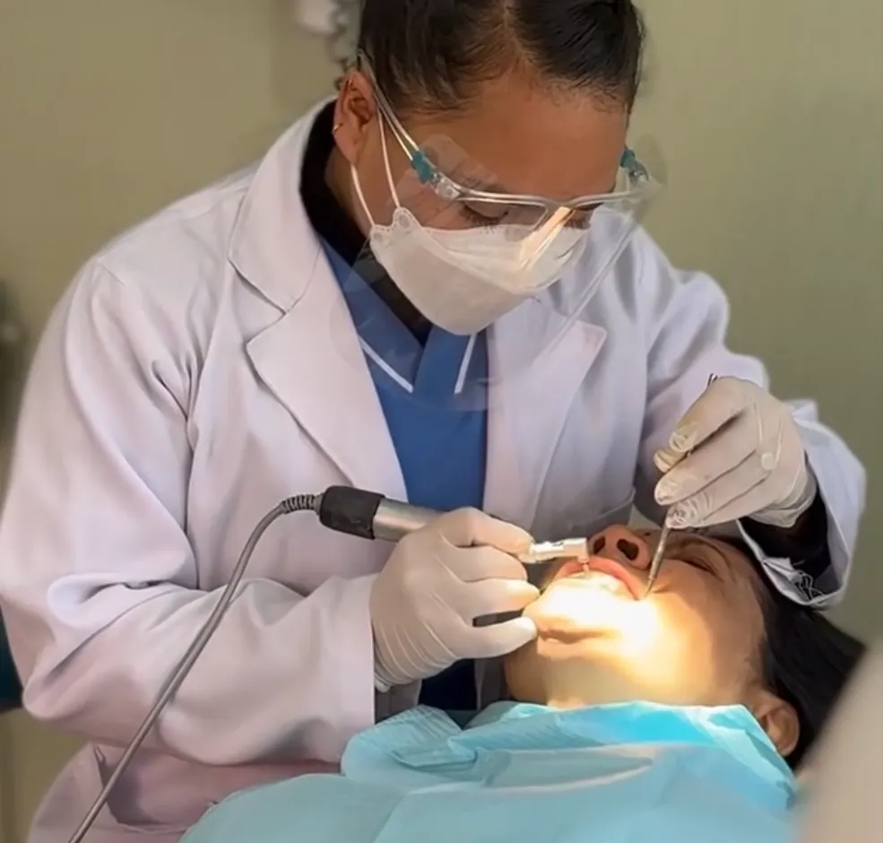 Dental treatment under way in the chair at Gurjudhara Dental Care, Chandragiri-12