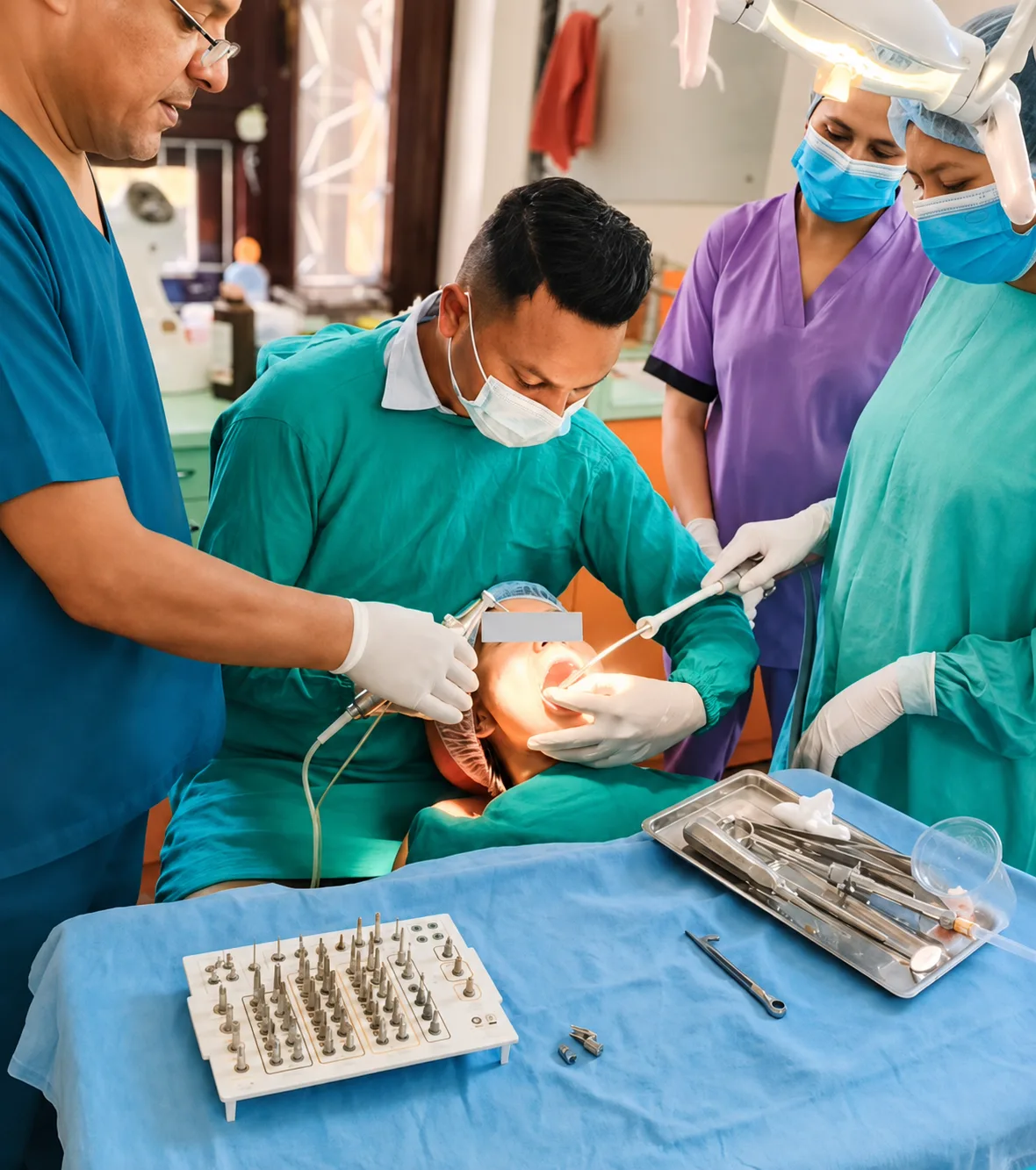 Dr. Binaya Bhandari treating a patient at Gurjudhara Dental Care, Chandragiri-12, Kathmandu