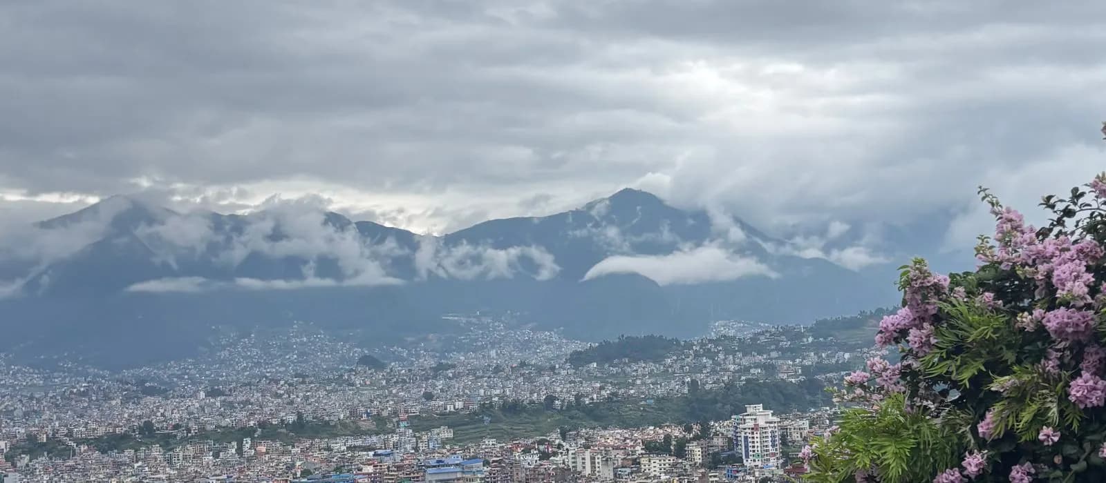 View across the Kathmandu valley and the hills around Chandragiri